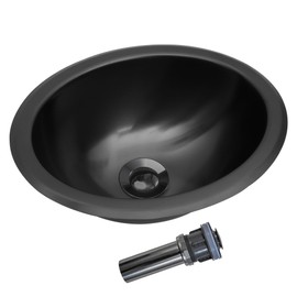 LQS Black Oval RV Kitchen Sink, 13.39" x 10.55" Small Bathroom Sinks for RVs, Stainless Steel Small RV Sink with Oval RV Kitchen Sink Features, Includes Sink Drain Assembly
