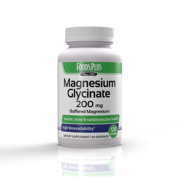 FoodsPlus Magnesium Glycinate 200 mg per Serving, Muscle, and Cardiovascular