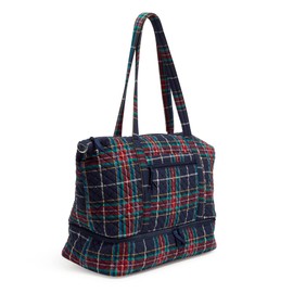 Vera Bradley Women's Cotton Deluxe Travel Tote Travel Bag, Tartan Plaid - Recycled Cotton, One Size
