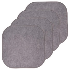 Sweet Home Collection Chair Cushion Memory Foam Pads Honeycomb Pattern Slip Non Skid Rubber Back Rounded Square 16" x 16" Seat Cover, 4 Pack, Alexis Gray/Silver