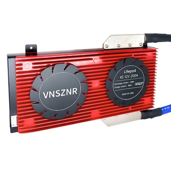 VNSZNR LiFePO4 BMS 4S 12V 200A Lithium Iron Phosphate Battery Management System PCB Protection Board with Balance Leads Wires for LiFePO4 3.2V Cells Battery Pack