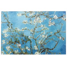 Menesia Tempered Glass Cutting Board for Kitchen, Van Gogh Design Green Flower, Small Heat Resistant Cutting Boards, Dishwasher Safe Chopping Board(Small 8x12inch)