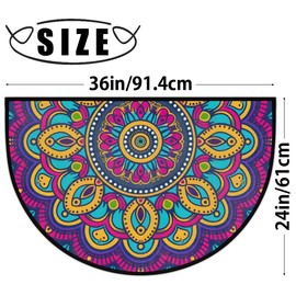 Outdoor Doormat Ethnic Boho Mandala Half Round Door Mat, Non-Slip Absorbent Entrance Welcome Mat, Front Porch Decor Mats Low-Profile Entryway Doormat Kitchen Fireplace Floor Mat,A-3