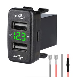Palumma Power Socket for Toyota Vehicles, 2 USB Ports, USB Connection Communication Panel, Digital, 12 V Voltmeter, Safe, DIY Installation, Car Charger, Smartphone Charging (1.6 x 0.9 inches (40 x 22