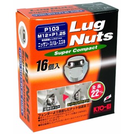 KYO-EI Lug Nuts Super Compact [Quantity: 16 Pieces] [Bag Type 21HEX] M12 x P1.25 P103-16P
