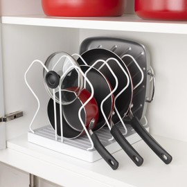 Smart Design Adjustable Cookware & Lid Rack Organizer - ABS Plastic with Dividers - Pantry, Under Sink, Cabinet Organization - 11.5" x 10" x 10.25"