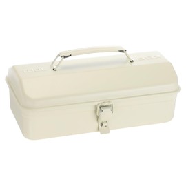 HARFINGTON Tool Box 11.4" Portable Steel Tool Box Hip Roof Style with Metal Latch Closure Tool Chest for Household Workshop Car, White