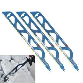 18 Inch Masonry Reciprocating Saw Blade, 32 TPI Teeth Tipped Cutting Reciprocating Saw Blade, 3 Pcs Concrete Blades for Cutting Red Brick, Light Brick, Aerated Concrete, Porous Concrete, Cinder Block