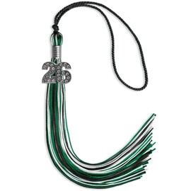 Endea Graduation Mixed Triple Color Tassel with Silver Bling Charm (Black/Green/White, 2026)