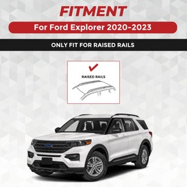 ALAVENTE Roof Rack Cross Bars Fit for Ford Explorer 2020 2021 2022 2023 with Side Rails Fixed Point (Raised Rails) 165lbs Aluminum Roof Cross Bars for Rooftop Luggage Cargo Carrier Canoe Kayak Bike