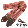 Nefelibata Guitar Strap,Jacquard Embroidery Cotton Guitar Straps with Crazy Horse