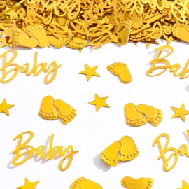 Tourima 15 g Gold Baby Confetti Table Decoration for Baby Shower, Baby Shower Decoration, Boy Girl, Baby Feet 1-2 cm, Oh Baby Gender Reveal Party Decoration, Baby Shower Decoration, Neutral, Gender