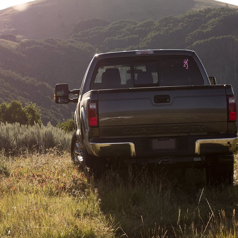 High quality vinyl Buckmark decals available in White, Pink, and