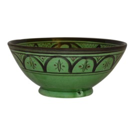 Treasures Of Morocco Ceramic Bowls Moroccan Handmade Serving Exquisite Piece With Vivid Colors 8 inches in Diameter Green