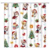 UOZXOML Christmas Dog Shower Curtain Cute Cartoon Corgi with Xmas