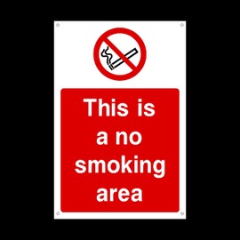 This is a no smoking area Plastic Sign with 4 Pre-Drilled Holes - No Smoking/Building/Premises/Hotel (PS50)