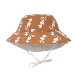 LÄSSIG Baby Children's Sun Hat Beach Hat Summer Hat Sun Protection Children's Hat Baby Hat Reversible Breathable UV Protection 80/Sun Protection Bucket Hat Seahorse Caramel 19-36 Months Size: 50/51