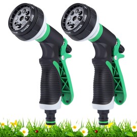 GoldOars Garden hand shower, garden hose nozzle, 8 adjustable watering patterns, high pressure hand sprayer for irrigation, lawn, car washing, pet bathing, pavement cleaning, pack of 2