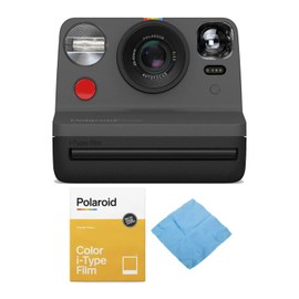 Polaroid Originals Now Viewfinder i-Type Instant Camera (Black) Bundle with Color Instant Film for i-Type Cameras (8 Exposures) Microfiber Cleaning Cloth (3 Items)
