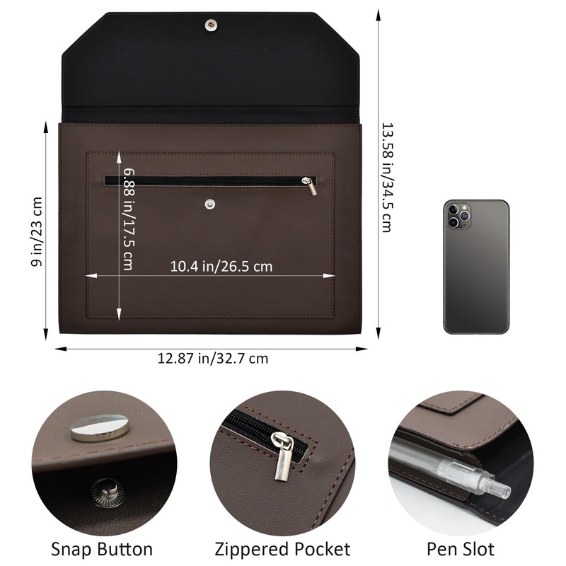 VANRA 1 Piece PU Leather Expanding File Folder Organizer Document