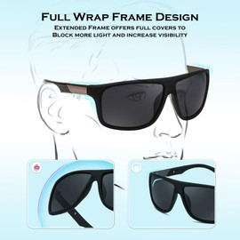 FEISEDY Sunglasses Men for Fishing, Polarized Sun Glasses, Square Frame,UV Protection B0204