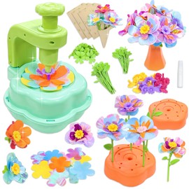 VBACALA Flower Blocks, DIY Bouquet Toy, 174 Pieces, Building Toy, Handmade Craft Kit, Potted Plants, Colorful Petals, Vase, Flower Pot Included, Shape-Matching, 3D Puzzle, Making Toy, Christmas