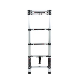 findmall Telescopic Ladder 6.6 Feet with Non-Slip Feet, Maximum Weight Capacity 330 Lbs, Independent Button Adjustment for Each Section, Aluminum Portable Folding Attic Ladders for Home or Rooftop