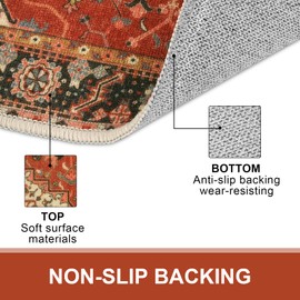 Collive Indoor Door Mat Retro Floor Mat, Non Slip Washable Doormat Quickly Absorb Welcome Mats Low-Pile Front Door Rug Inside Entryway Carpet for Entrance - 32"x48"