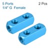 sourcing map G 1/4" Thread 5 Ports 2 Way Manifold