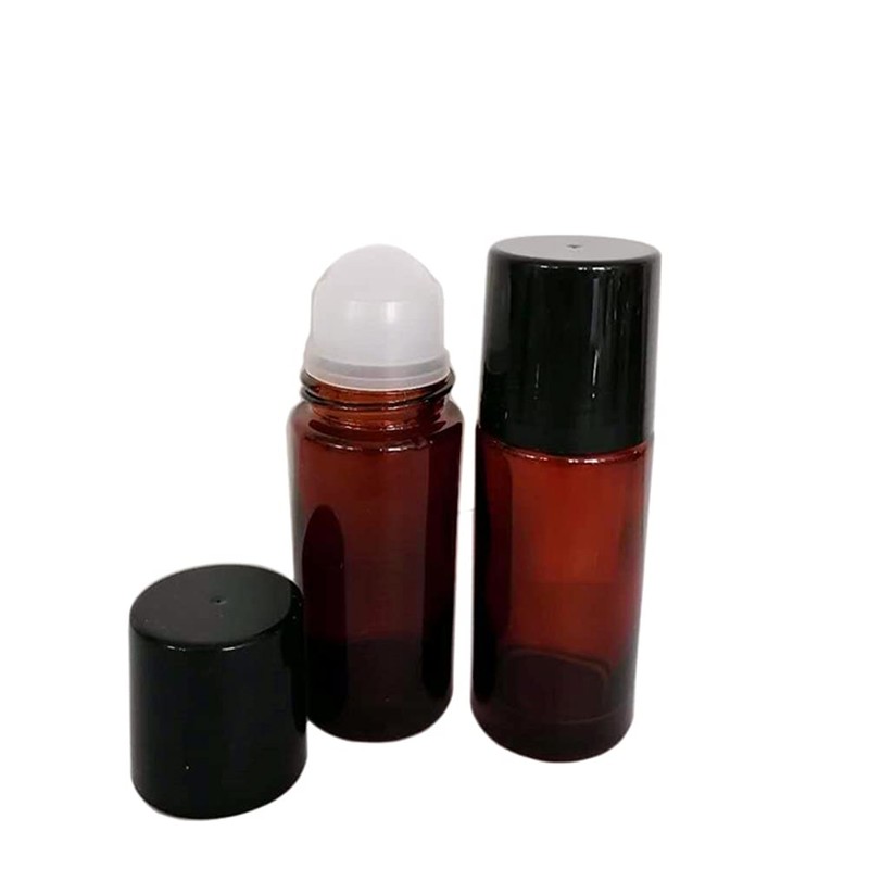 4 Pack 30ml/1 oz Amber Glass Roller Bottles Deodorant Roll