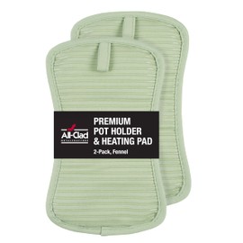 All-Clad Premium Pot Holder & Heating Pad, (2-Pack) Heat Resistant to 500 Degrees, 100% Cotton 10"x6.25" for Kitchen and Barbeque, Fennel