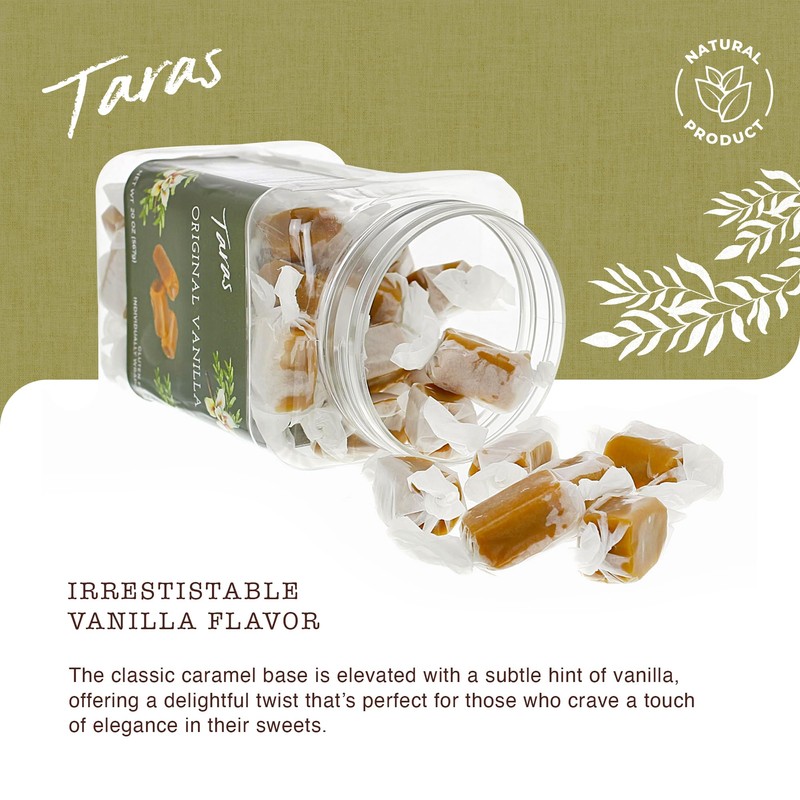 Taras Gourmet Vanilla Caramels | All Natural Candy | Creamy