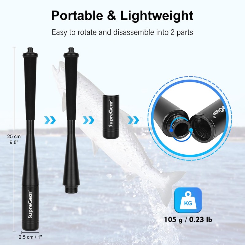 supregear Fish Whacker, Aluminum Fish Priest Detachable Fish Bat Metal