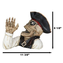 Ebros Gift Bootleg Rum Gold Tooth Pirate Captain Hook Skeleton Skull Wine Holder Figurine Evil Dead Sea Skeleton Pirate Marauder Kitchen Accent Decor Centerpiece