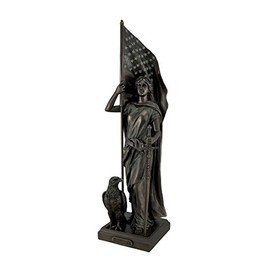 Veronese Design Bronze Finished Lady Liberty Holding American Flag Statue