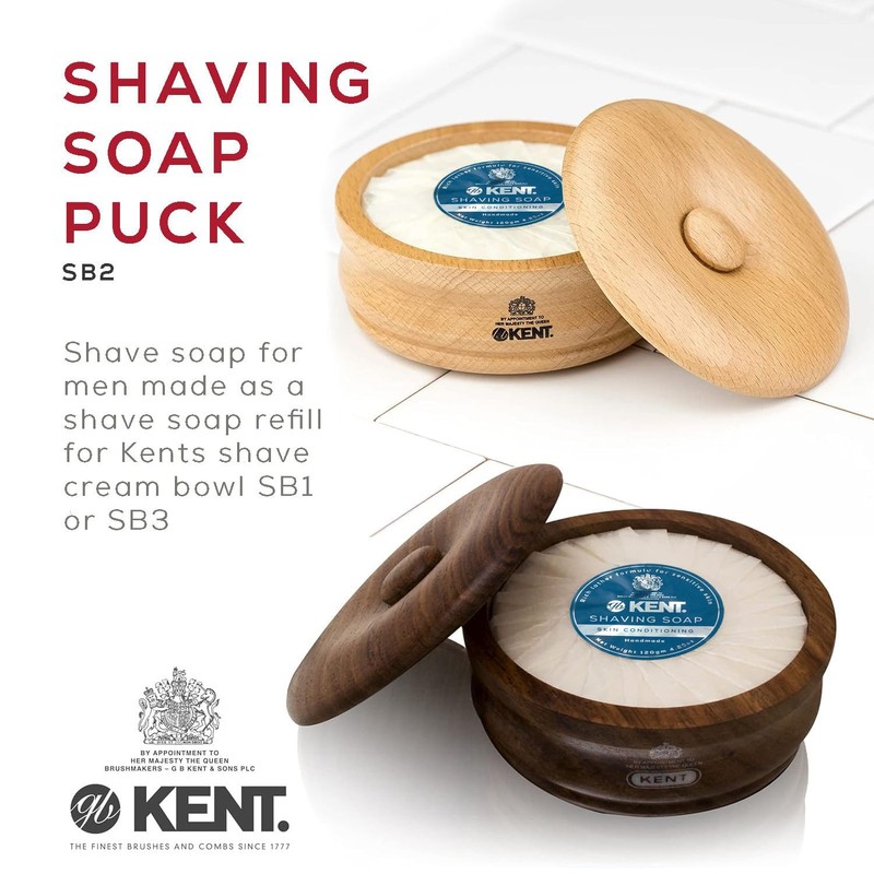 Kent SB2 Luxury Shaving Soap Refill - 120g Shaving Soap