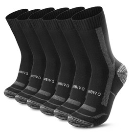 CAMBIVO 3 Pairs Merino Wool Hiking Socks for Men and Women, Moisture Wicking Breathable Cushioned Anti Blister Crew Socks for Outdoor, Running, Trekking, Camping.