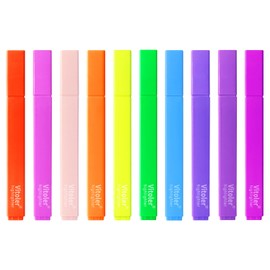 Vitoler Highlighters,10 Pack Assorted Colors Highlighters with Soft Chisel Tip,Bible Highlighter No Bleed,Book Markers for Women