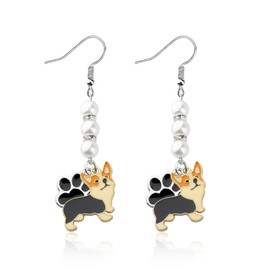 LQRI Corgi Gift Corgi Pendant Earrings Pet Dog Lover Earrings Animal Jewelry Puppy Dog Owner Gifts (SILVER)