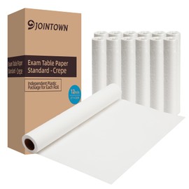 Jointown Exam Table Paper, Crepe Table Paper 21 in X 125 ft, Case of 12 Rolls-Barrier Protection-Independent Plastic Package-Hygienic, Disposable, Reliable For Medical, Exam And Chiropractic Tables