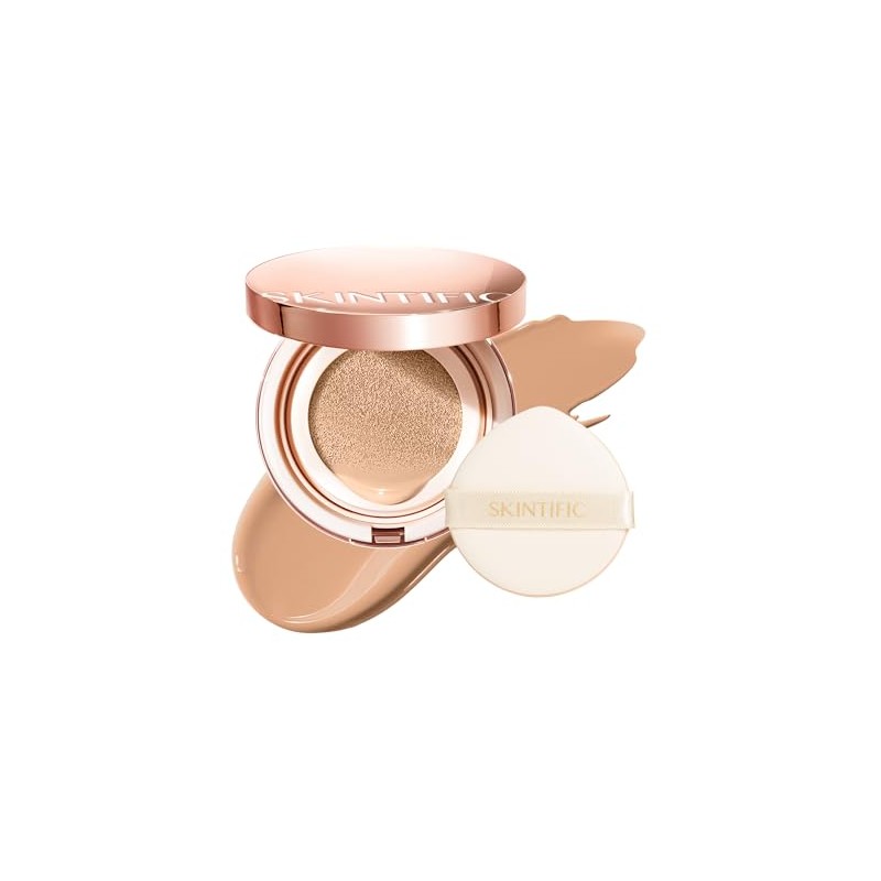 SKINTIFIC Cushion Base Maquillaje Ligero Cobertura Media, Ajuste Perfecto a