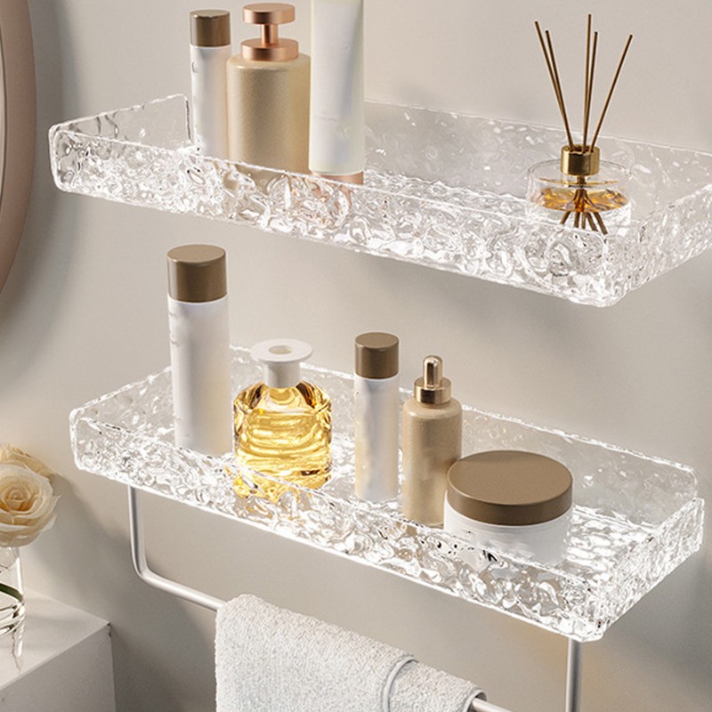 Acrylic Bathroom Shelves Light Luxury Modern Clear Stone Pattern Punch