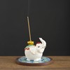 Cute Resin Elephant Incense Holder with Ceramic Tray for Meditation