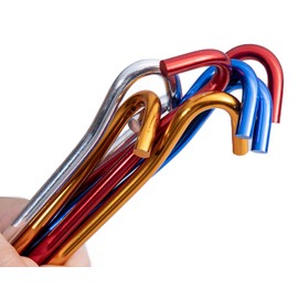 GOTTE 12 PCS Metal Tent Stakes Tent Pegs with Hook for Camping Ground Rug Party Tarp (7 Inch)