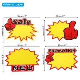 PATIKIL 80pcs Star Burst Signs, 7x5.5in Blank Star Burst Signs Price Tag Stickers Pricing Tags Fluorescent Neon Paper for Sign Retail Store, Sale,New,Forefinger,Blank