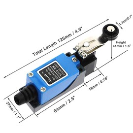 Yusheng - 2 interruptores de límite momentáneo ME-8104, interruptor de recorrido, brazo de palanca de rodillo ajustable, interruptor de límite de arduino NC-NO CNC molino láser (2 unidades, brazo de palanca ajustable ME-8104)