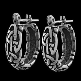 Mainland Silver 925 Sterling Silver Celtic Tribal Hoop Earrings