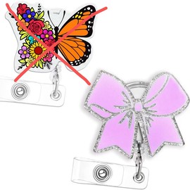 1pc Cute Bow Badges Reels Funny Badge Holder Retractable Accessories ID Clip for Nursing Nurses Doctor Student Teacher Healthcare Medical Work Assistant MA CNA RN ER Office Gifts