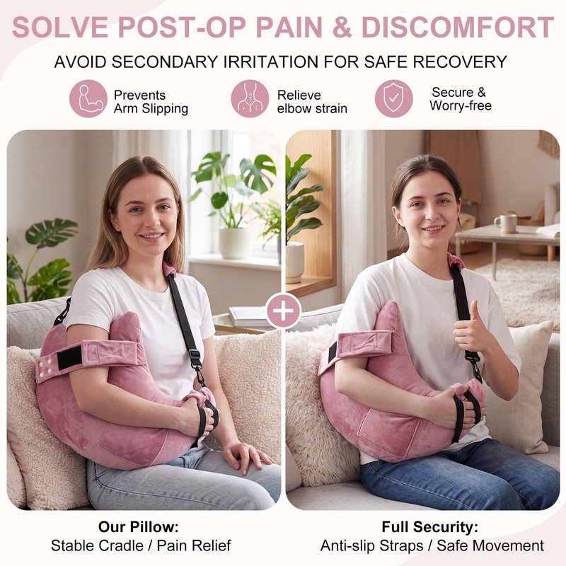 Post Shoulder Surgery Pillow for Sleeping, Pink