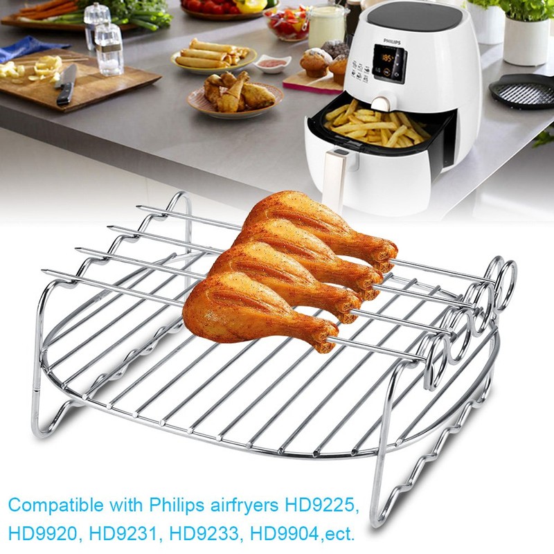 Air Fryer Double Layer Rack, Kitchen Accessory Replacement BBQ Rack